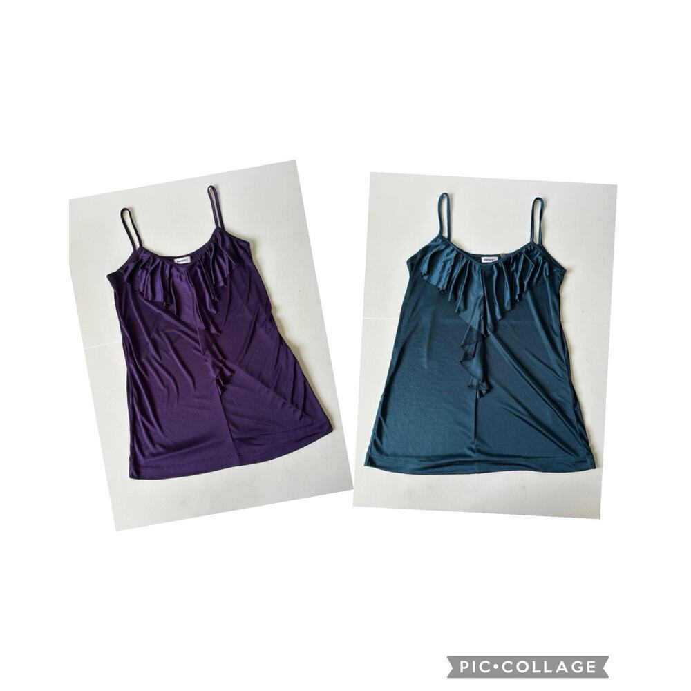 Lot of 2 DKNYC Camisole Tank Tops XS Ruffles Flowy Balletcore Coquette